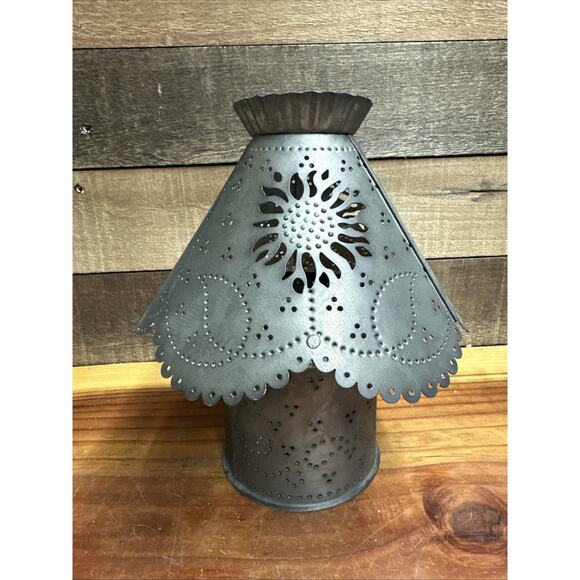 2 pc Punched Tin Sunflower Candle Holder Lamp Luminary Rustic Decor Farmhouse 9" - Picture 1 of 8